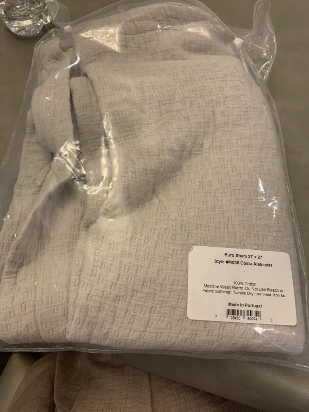 Brand New Matouk Euro European Pillow Sham Costa Alabaster Gray Cotton